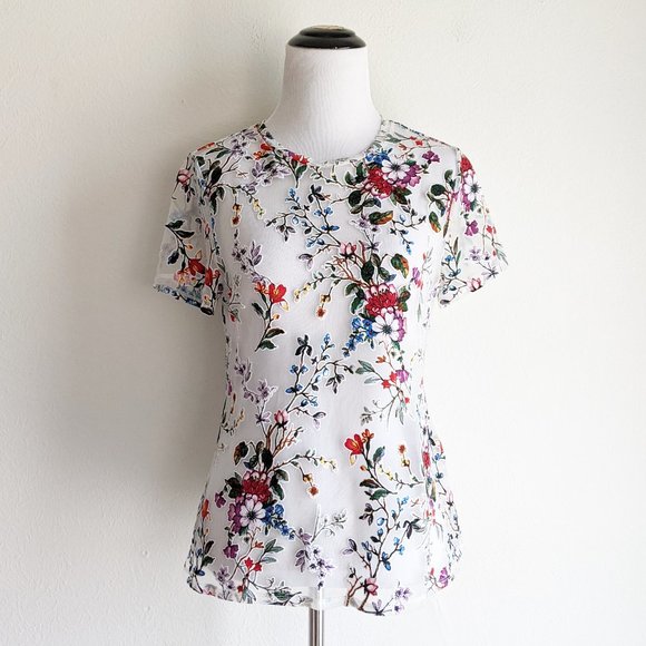 sheer embroidered floral top